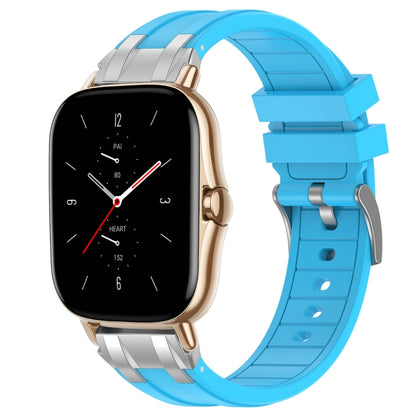 For Amazfit GTS 2 20mm Quick Release Silver Buckle Royal Silicone Watch Band(Sky Blue) by bashfashion