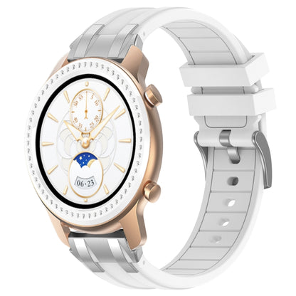 For Amazfit GTR 42mm 20mm Quick Release Silver Buckle Royal Silicone Watch Band(White) by bashfashion