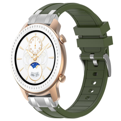 For Amazfit GTR 42mm 20mm Quick Release Silver Buckle Royal Silicone Watch Band(Olive Green) by bashfashion