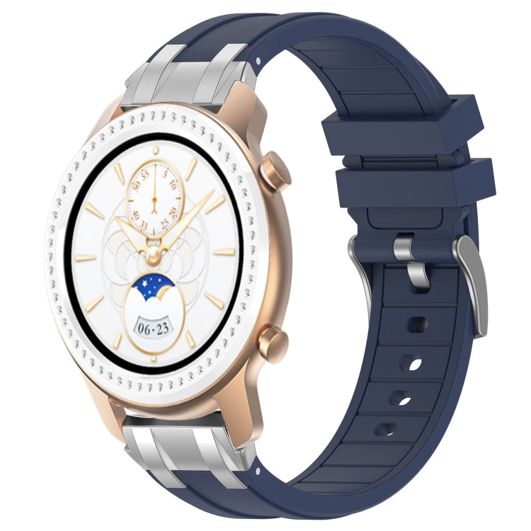 For Amazfit GTR 42mm 20mm Quick Release Silver Buckle Royal Silicone Watch Band(Navy Blue) by bashfashion