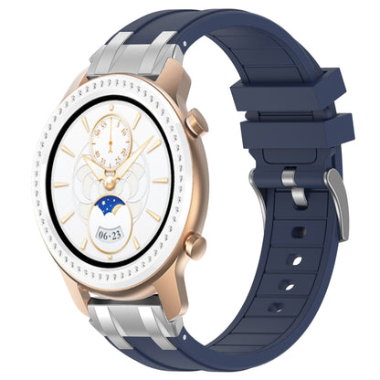 For Amazfit GTR 42mm 20mm Quick Release Silver Buckle Royal Silicone Watch Band(Navy Blue) by bashfashion