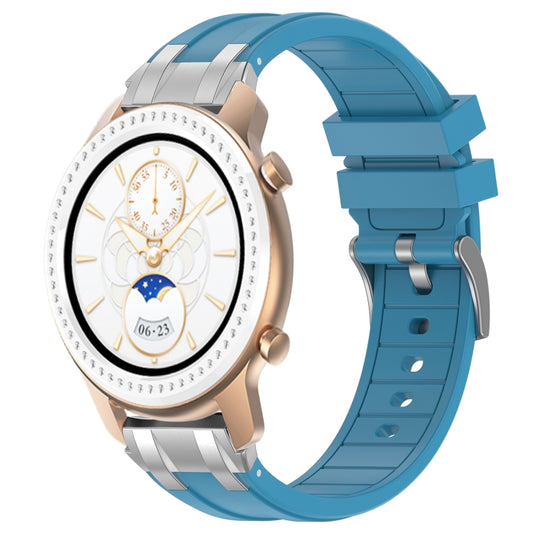 For Amazfit GTR 42mm 20mm Quick Release Silver Buckle Royal Silicone Watch Band(Sea Blue) by bashfashion