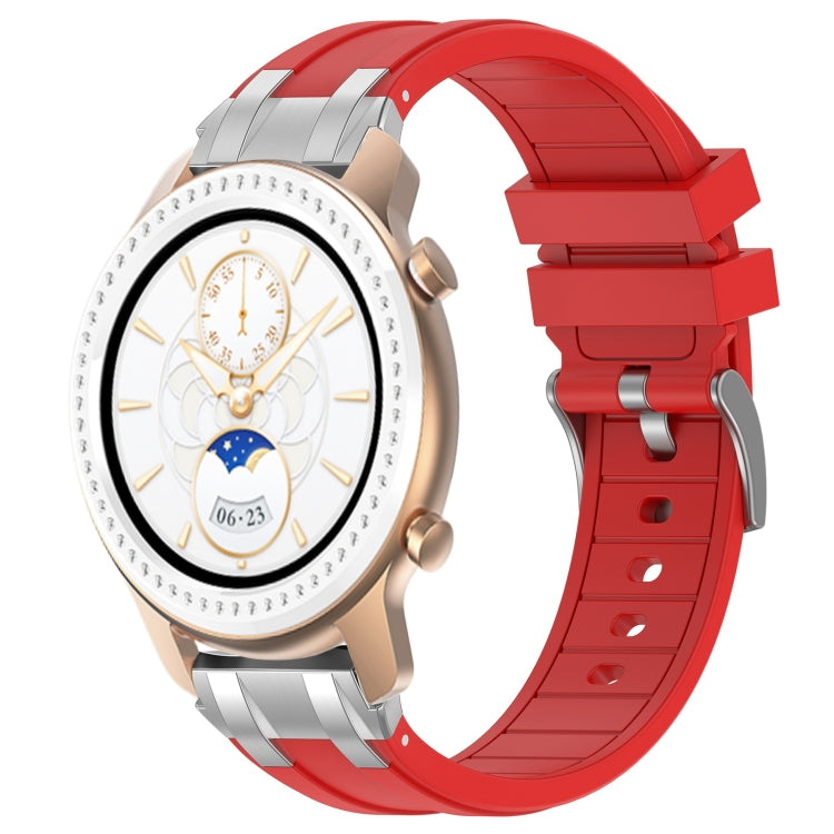 For Amazfit GTR 42mm 20mm Quick Release Silver Buckle Royal Silicone Watch Band(Red) by bashfashion