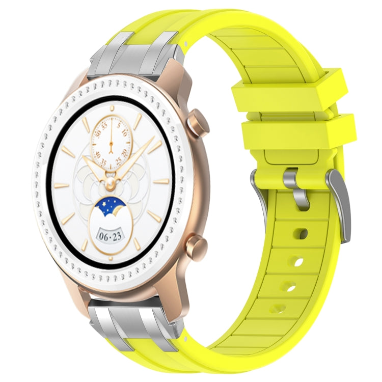 For Amazfit GTR 42mm 20mm Quick Release Silver Buckle Royal Silicone Watch Band(Vital Yellow) by bashfashion