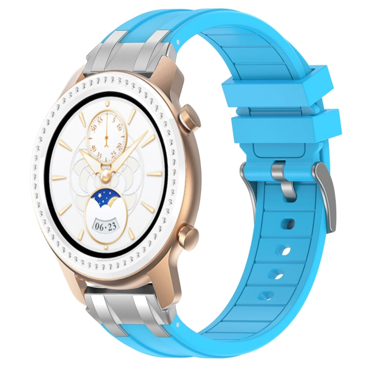 For Amazfit GTR 42mm 20mm Quick Release Silver Buckle Royal Silicone Watch Band(Sky Blue) by bashfashion