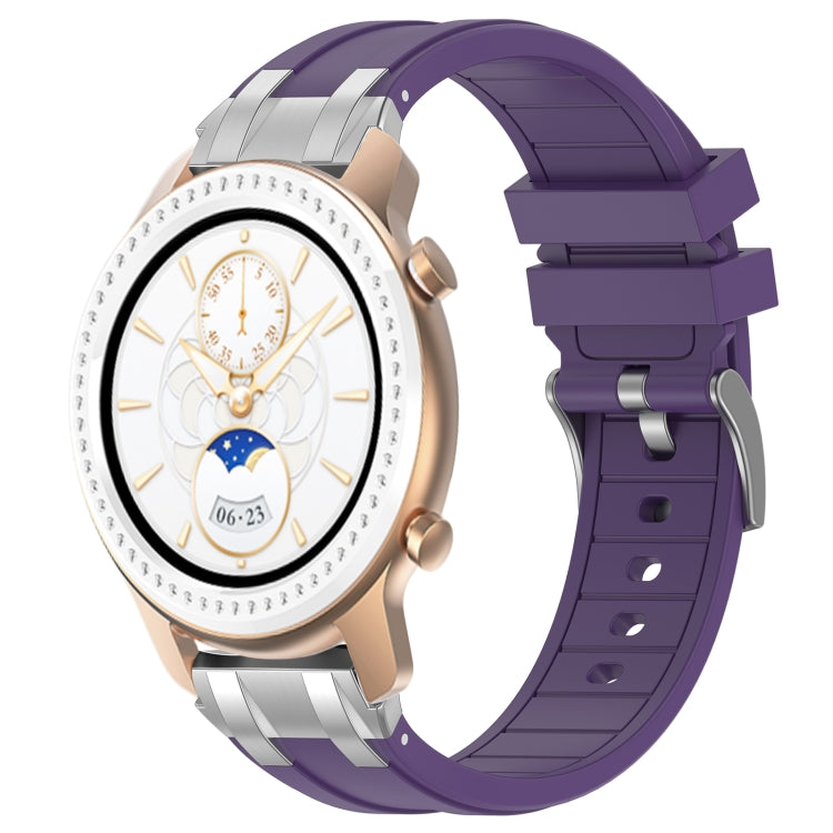 For Amazfit GTR 42mm 20mm Quick Release Silver Buckle Royal Silicone Watch Band(Purple) by bashfashion
