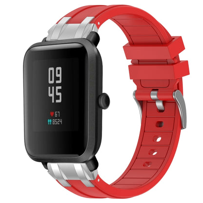 For Amazfit Bip S 20mm Quick Release Silver Buckle Royal Silicone Watch Band(Red) by bashfashion
