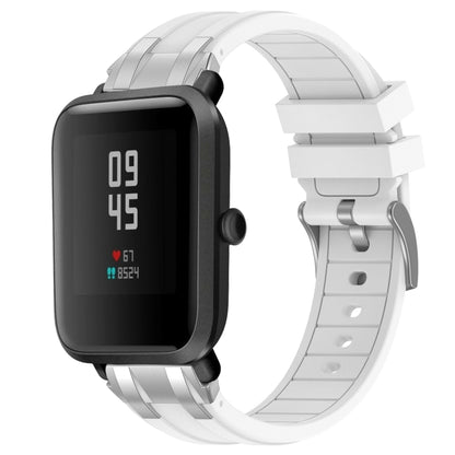 For Amazfit Bip Lite 20mm Quick Release Silver Buckle Royal Silicone Watch Band(White) by bashfashion
