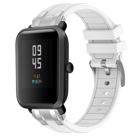 For Amazfit Bip Lite 20mm Quick Release Silver Buckle Royal Silicone Watch Band(White) by bashfashion