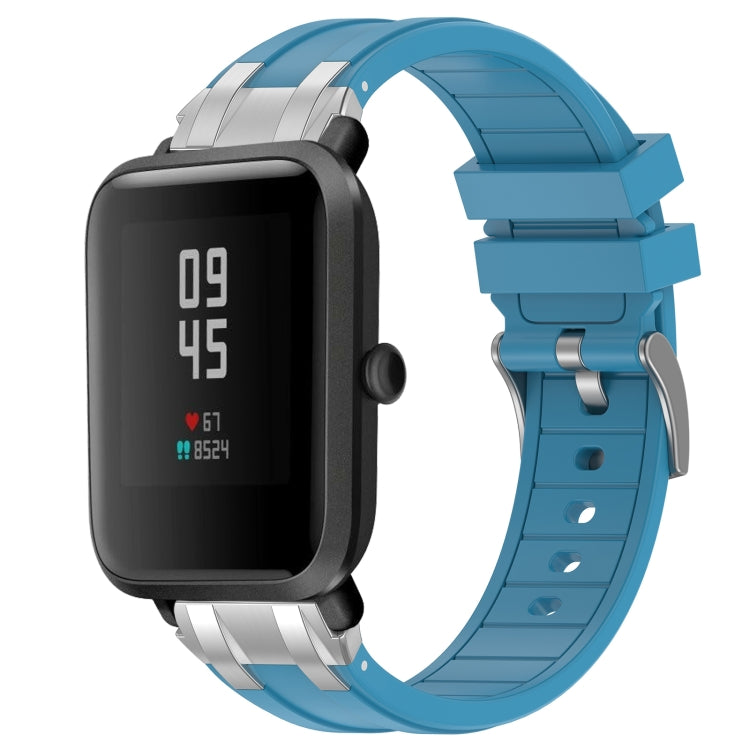 For Amazfit Bip Lite 20mm Quick Release Silver Buckle Royal Silicone Watch Band(Sea Blue) by bashfashion