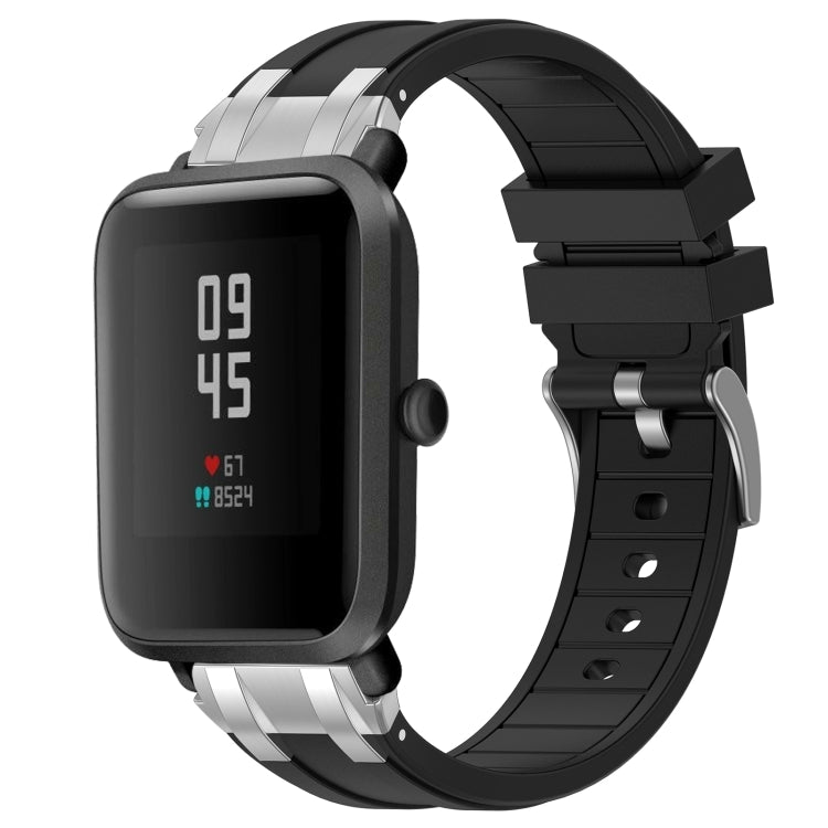 For Amazfit Bip Lite 20mm Quick Release Silver Buckle Royal Silicone Watch Band(Black) by bashfashion