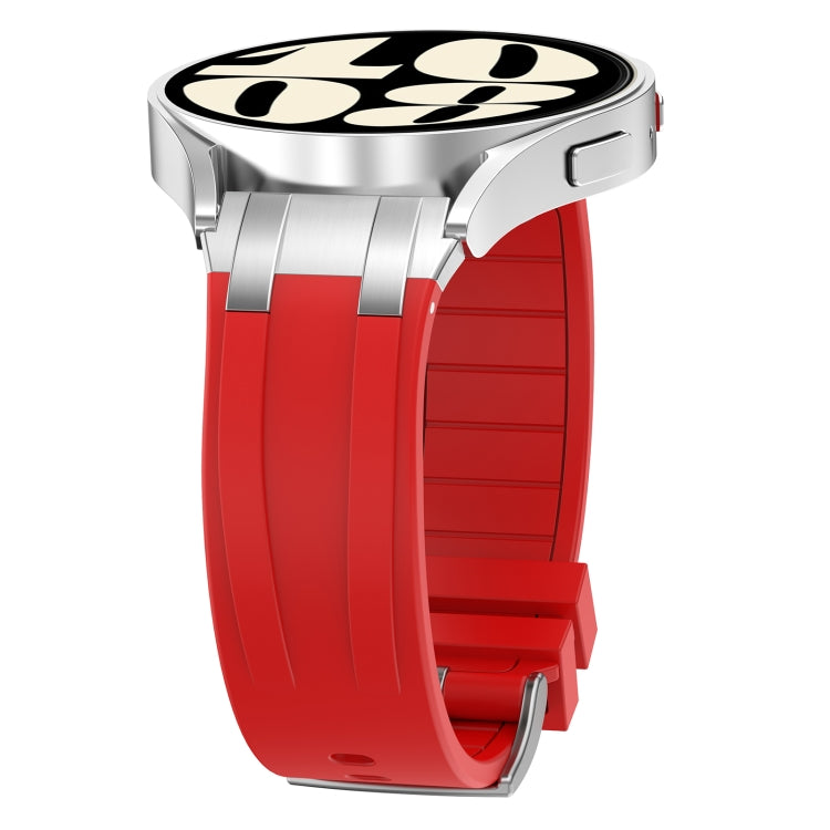 For Amazfit Bip Lite 20mm Quick Release Silver Buckle Royal Silicone Watch Band(Red) by bashfashion