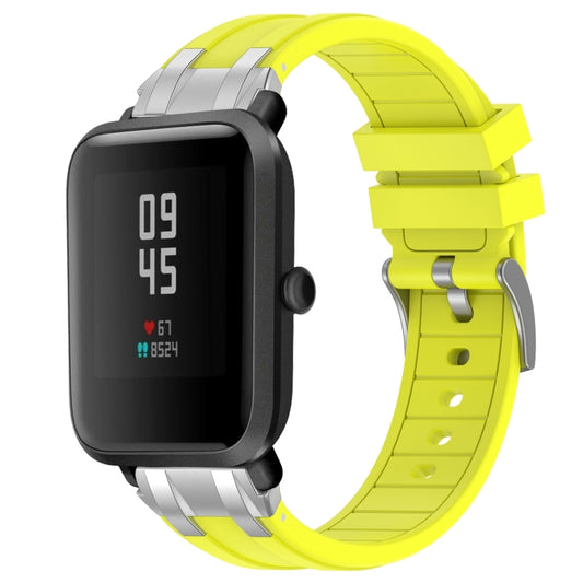 For Amazfit Bip Lite 20mm Quick Release Silver Buckle Royal Silicone Watch Band(Vital Yellow) by bashfashion