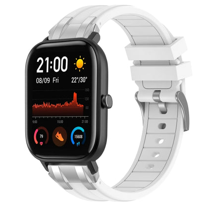 For Amazfit GTS 20mm Quick Release Silver Buckle Royal Silicone Watch Band(White) by bashfashion