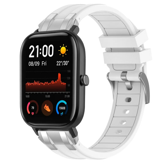 For Amazfit GTS 20mm Quick Release Silver Buckle Royal Silicone Watch Band(White) by bashfashion