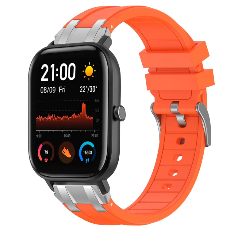 For Amazfit GTS 20mm Quick Release Silver Buckle Royal Silicone Watch Band(Orange) by bashfashion