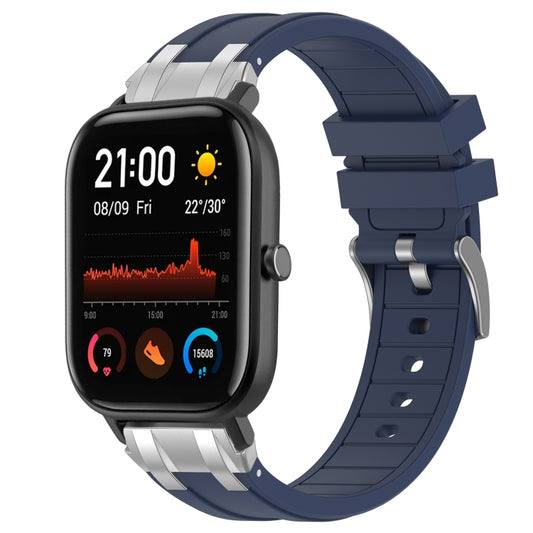 For Amazfit GTS 20mm Quick Release Silver Buckle Royal Silicone Watch Band(Navy Blue) by bashfashion