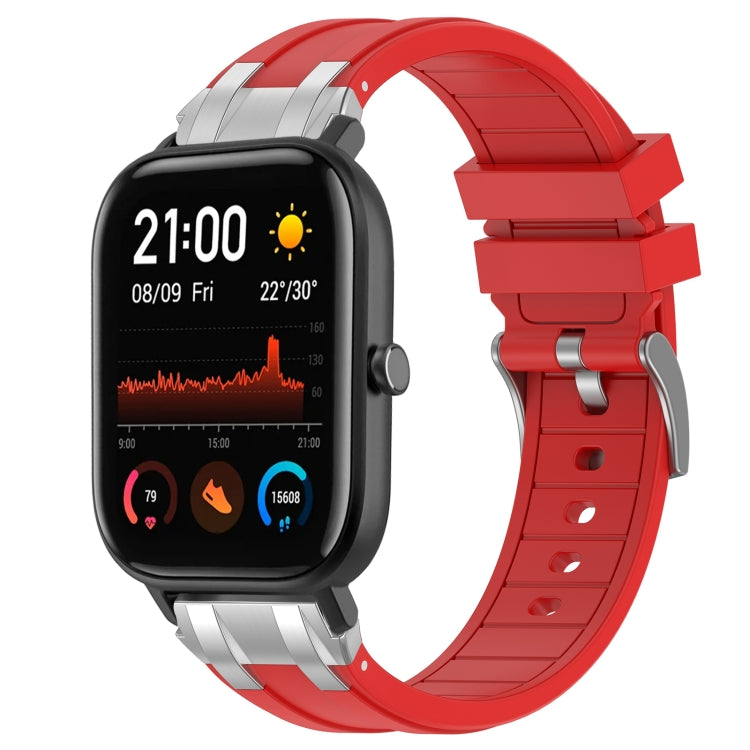 For Amazfit GTS 20mm Quick Release Silver Buckle Royal Silicone Watch Band(Red) by bashfashion