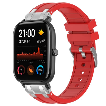 For Amazfit GTS 20mm Quick Release Silver Buckle Royal Silicone Watch Band(Red) by bashfashion