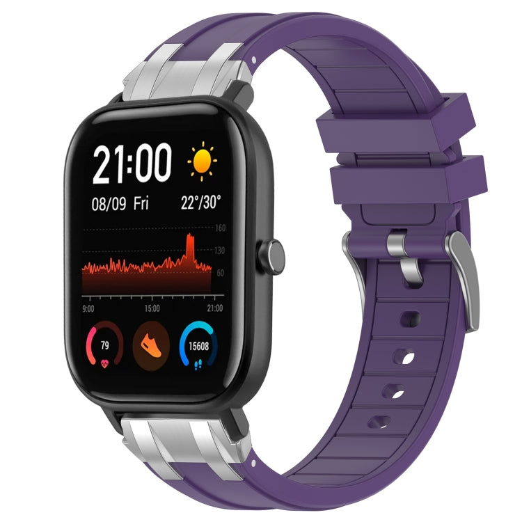 For Amazfit GTS 20mm Quick Release Silver Buckle Royal Silicone Watch Band(Purple) by bashfashion