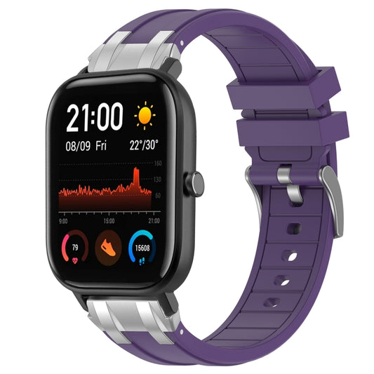 For Amazfit GTS 20mm Quick Release Silver Buckle Royal Silicone Watch Band(Purple) by bashfashion