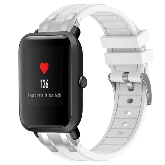 For Amazfit Bip 20mm Quick Release Silver Buckle Royal Silicone Watch Band(White) by bashfashion