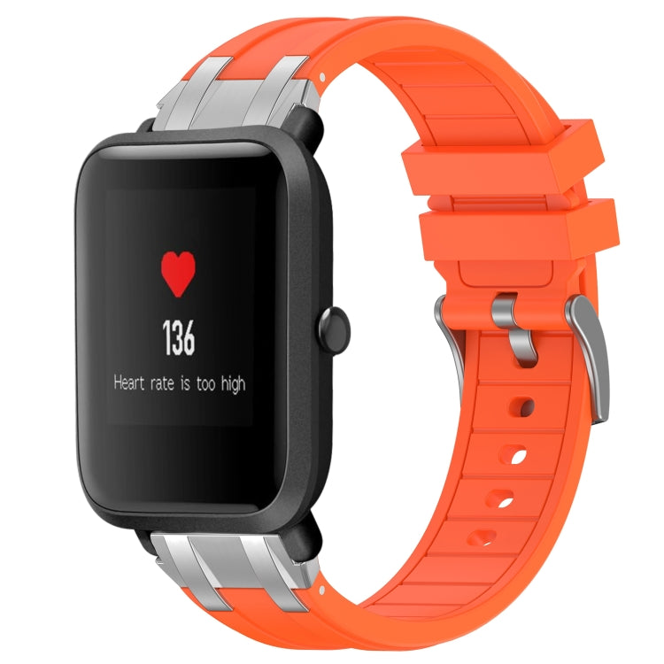 For Amazfit Bip 20mm Quick Release Silver Buckle Royal Silicone Watch Band(Orange) by bashfashion