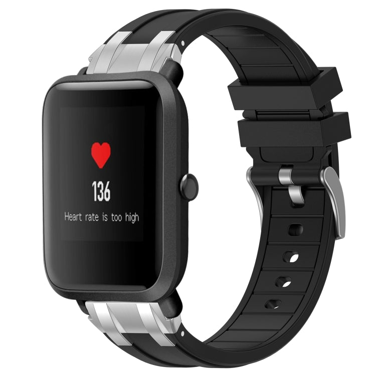 For Amazfit Bip 20mm Quick Release Silver Buckle Royal Silicone Watch Band(Black) by bashfashion