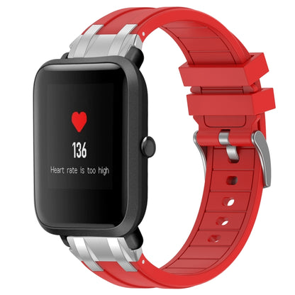 For Amazfit Bip 20mm Quick Release Silver Buckle Royal Silicone Watch Band(Red) by bashfashion