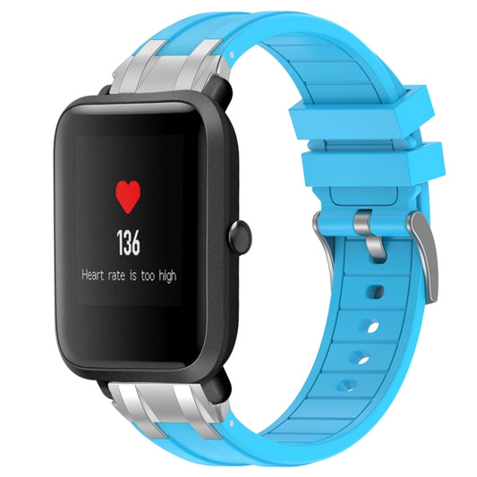 For Amazfit Bip 20mm Quick Release Silver Buckle Royal Silicone Watch Band(Sky Blue) by bashfashion