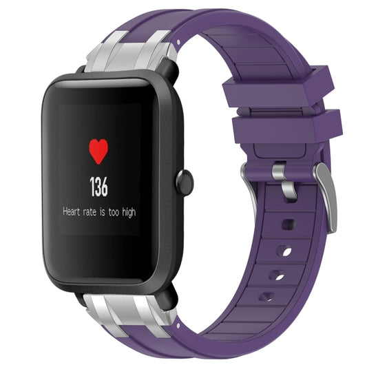 For Amazfit Bip 20mm Quick Release Silver Buckle Royal Silicone Watch Band(Purple) by bashfashion