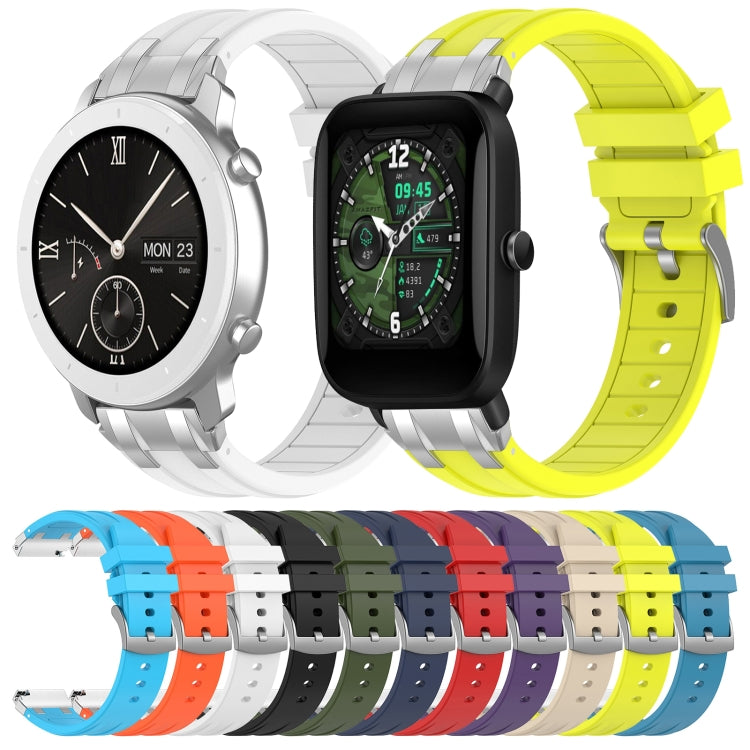 For Amazfit Pop 20mm Quick Release Silver Buckle Royal Silicone Watch Band(Purple) by bashfashion