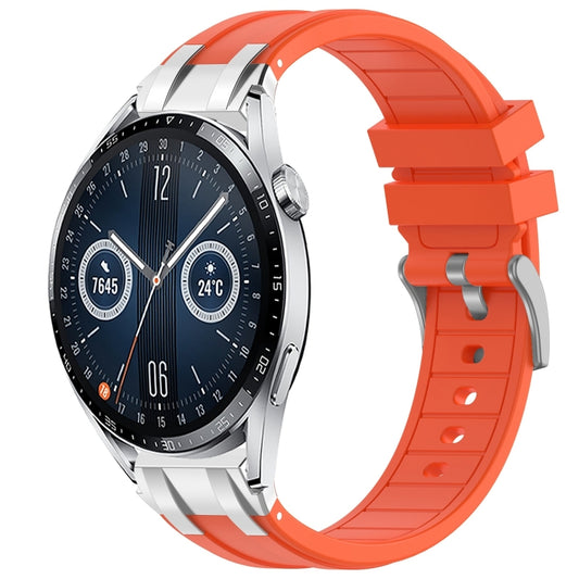 For Huawei Watch GT3 42mm 20mm Quick Release Silver Buckle Royal Silicone Watch Band(Orange) by bashfashion