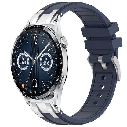 For Huawei Watch GT3 42mm 20mm Quick Release Silver Buckle Royal Silicone Watch Band(Navy Blue) by bashfashion