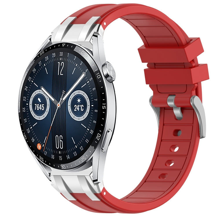 For Huawei Watch GT3 42mm 20mm Quick Release Silver Buckle Royal Silicone Watch Band(Red) by bashfashion