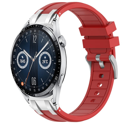 For Huawei Watch GT3 42mm 20mm Quick Release Silver Buckle Royal Silicone Watch Band(Red) by bashfashion