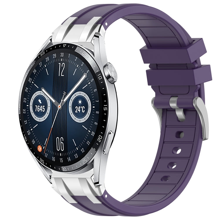 For Huawei Watch GT3 42mm 20mm Quick Release Silver Buckle Royal Silicone Watch Band(Purple) by bashfashion