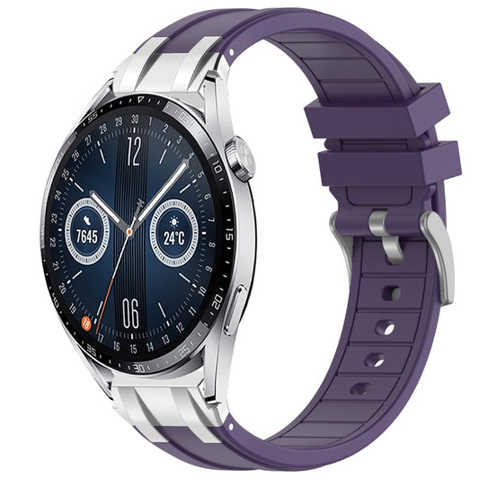 For Huawei Watch GT3 42mm 20mm Quick Release Silver Buckle Royal Silicone Watch Band(Purple) by bashfashion