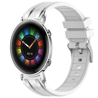 For Huawei Watch GT2 42mm 20mm Quick Release Silver Buckle Royal Silicone Watch Band(White) by bashfashion