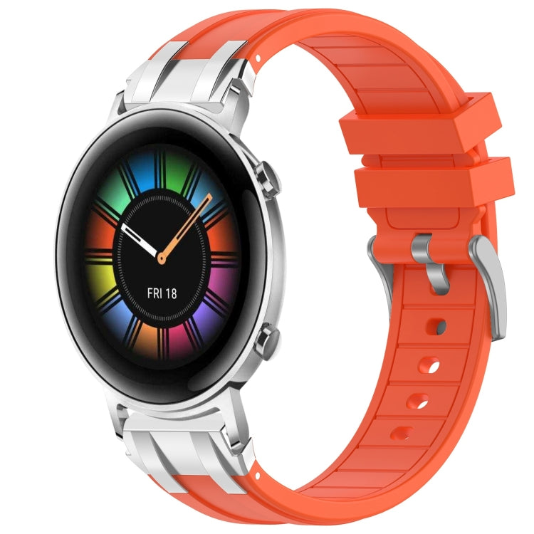 For Huawei Watch GT2 42mm 20mm Quick Release Silver Buckle Royal Silicone Watch Band(Orange) by bashfashion