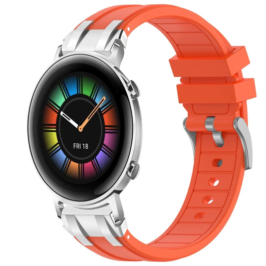 For Huawei Watch GT2 42mm 20mm Quick Release Silver Buckle Royal Silicone Watch Band(Orange) by bashfashion