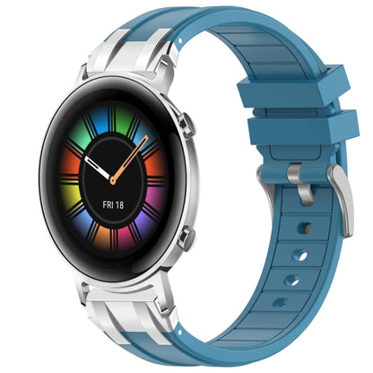 For Huawei Watch GT2 42mm 20mm Quick Release Silver Buckle Royal Silicone Watch Band(Sea Blue) by bashfashion