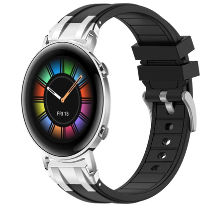 For Huawei Watch GT2 42mm 20mm Quick Release Silver Buckle Royal Silicone Watch Band(Black) by bashfashion