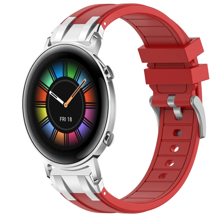 For Huawei Watch GT2 42mm 20mm Quick Release Silver Buckle Royal Silicone Watch Band(Red) by bashfashion