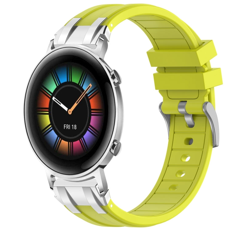 For Huawei Watch GT2 42mm 20mm Quick Release Silver Buckle Royal Silicone Watch Band(Vital Yellow) by bashfashion