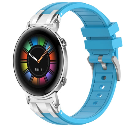 For Huawei Watch GT2 42mm 20mm Quick Release Silver Buckle Royal Silicone Watch Band(Sky Blue) by bashfashion