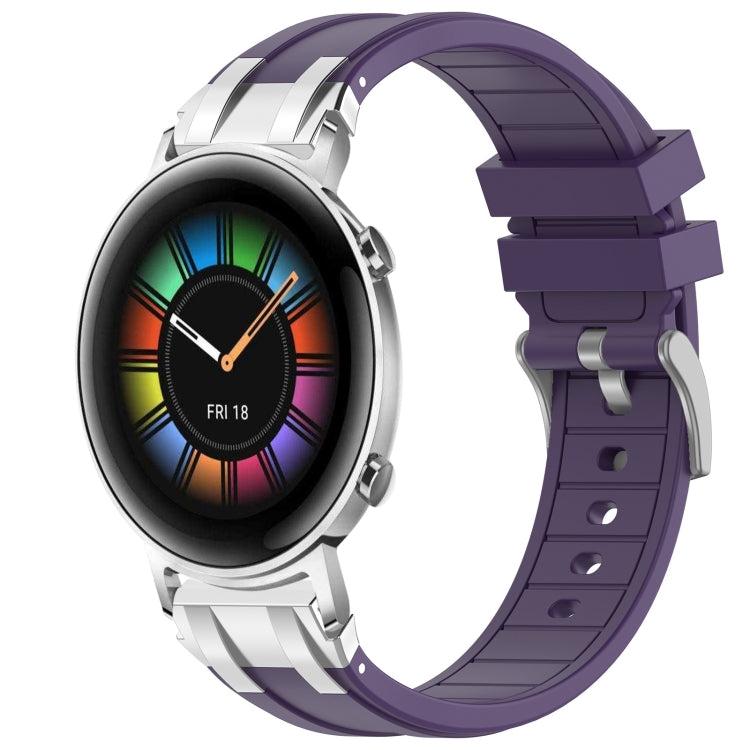 For Huawei Watch GT2 42mm 20mm Quick Release Silver Buckle Royal Silicone Watch Band(Purple) by bashfashion