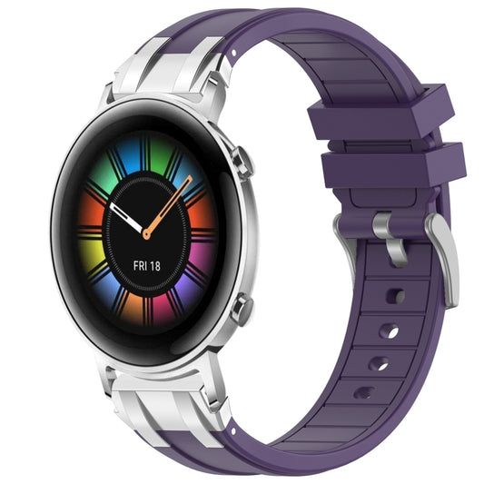 For Huawei Watch GT2 42mm 20mm Quick Release Silver Buckle Royal Silicone Watch Band(Purple) by bashfashion