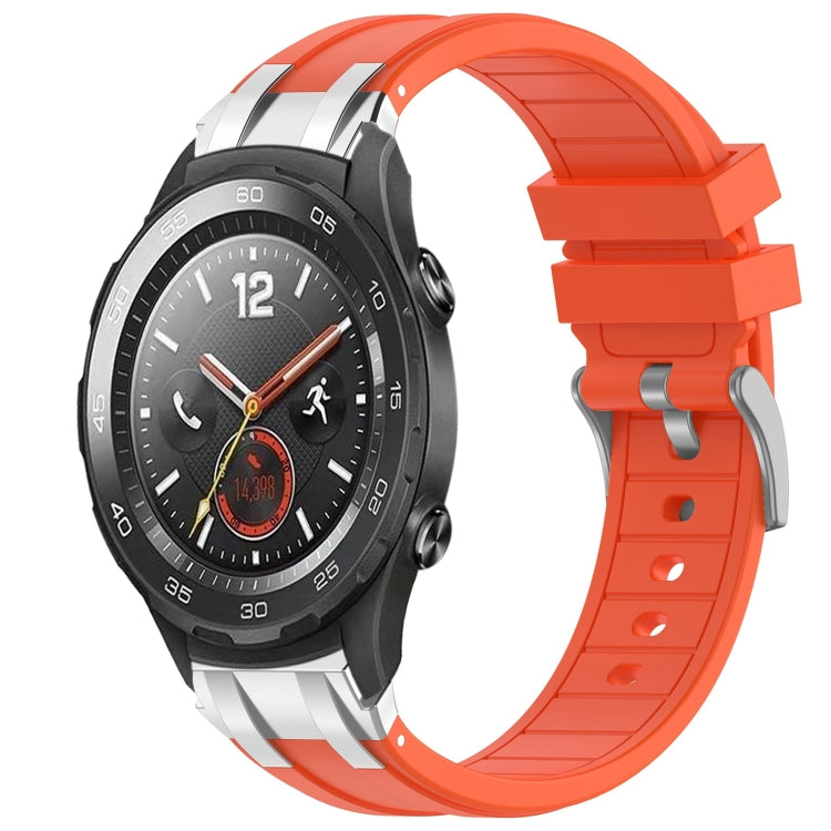 For Huawei Watch 2 20mm Quick Release Silver Buckle Royal Silicone Watch Band(Orange) by bashfashion