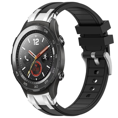 For Huawei Watch 2 20mm Quick Release Silver Buckle Royal Silicone Watch Band(Black) by bashfashion